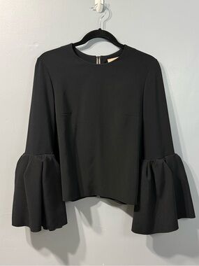 Roksanda Ilincic Black Poplin Truffaut Bell Sleeve Blouse Women’s Top Size 10